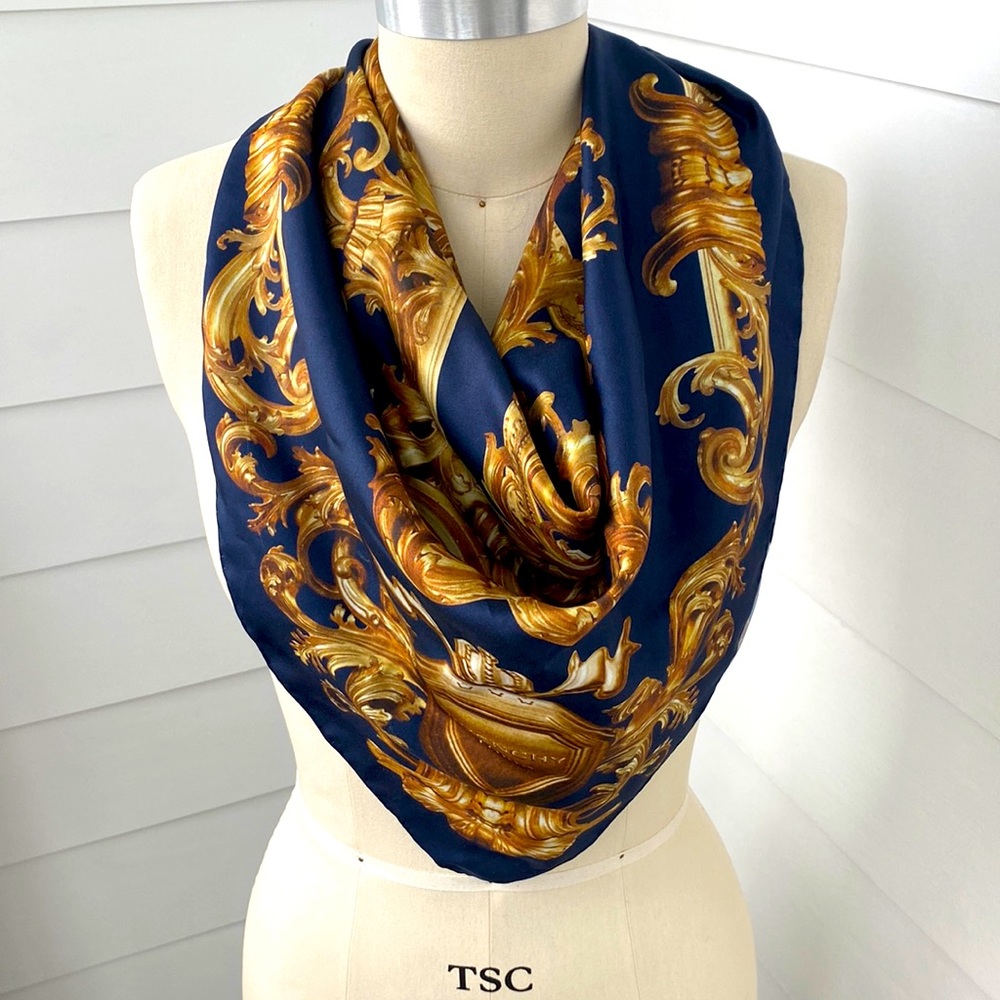 Givenchy Navy & Gold Silk Scarf
